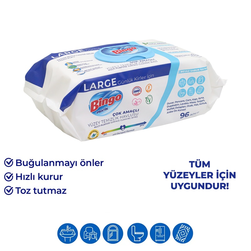 Bingo Pratik Large Yüzey Temizlik Havlusu Beyaz Sabun 96 Lı - Focus (1)