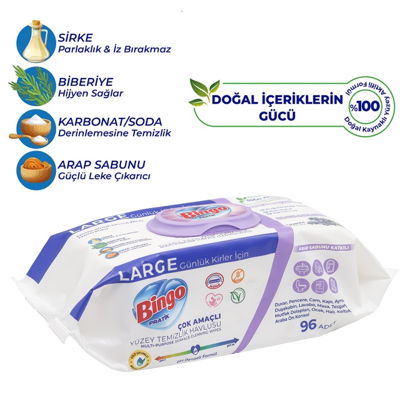 Bingo Pratik Large Yüzey Temizlik Havlusu Lavanta 96 Lı - 1