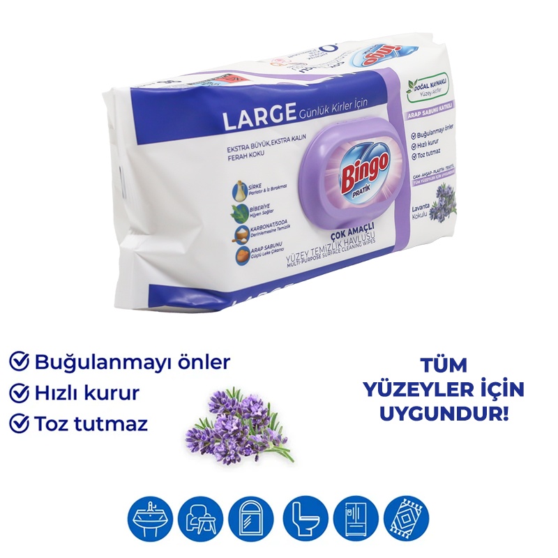 Bingo Pratik Large Yüzey Temizlik Havlusu Lavanta 96 Lı - Focus (1)