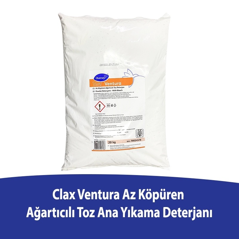 Diversey Clax Ventura Az Köpüren Ağartıcılı Toz Çamaşır Deterjanı 20 Kg - 1