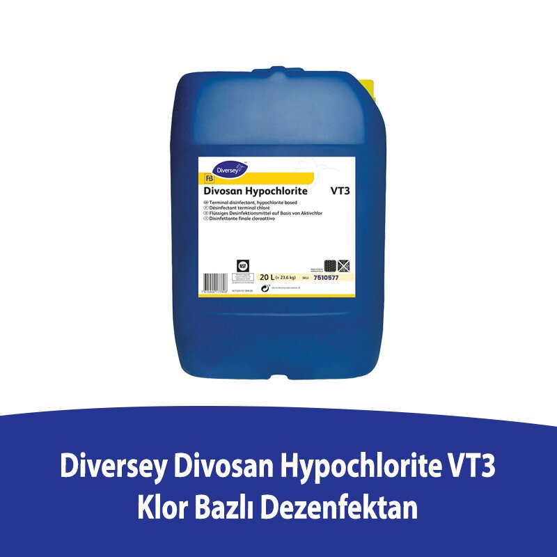 Diversey Divosan Hypochlorite VT3 Klor Bazlı Dezenfektan 20 L 23,6 Kg - DIVERSEY