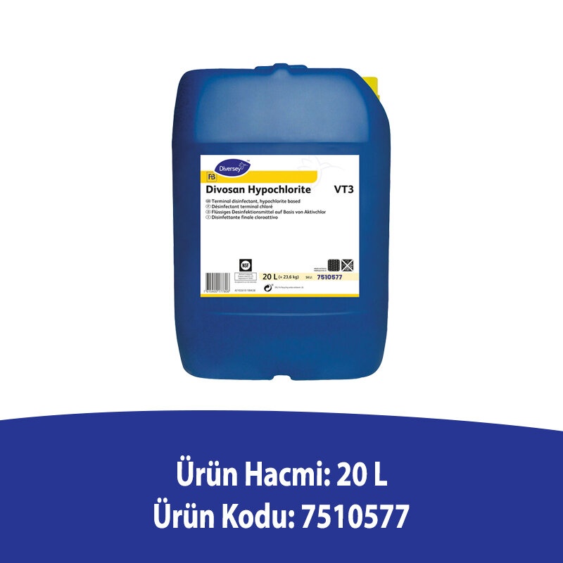 Diversey Divosan Hypochlorite VT3 Klor Bazlı Dezenfektan 20 L 23,6 Kg - 2