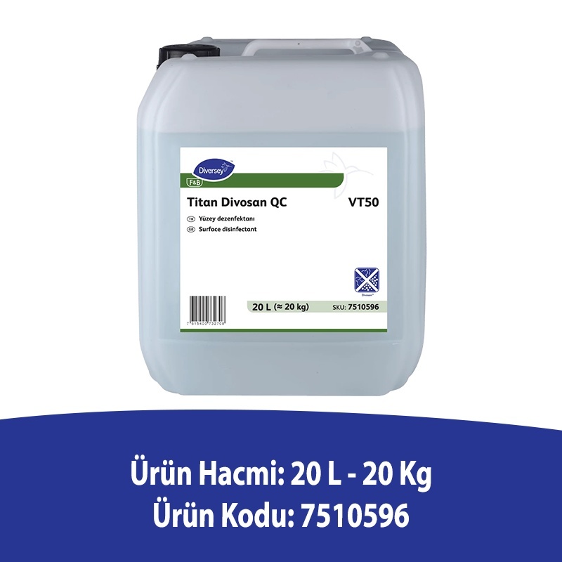 Diversey Divosan QC VT50 Açık Alan Yüzey Dezenfektanı 20L - 2