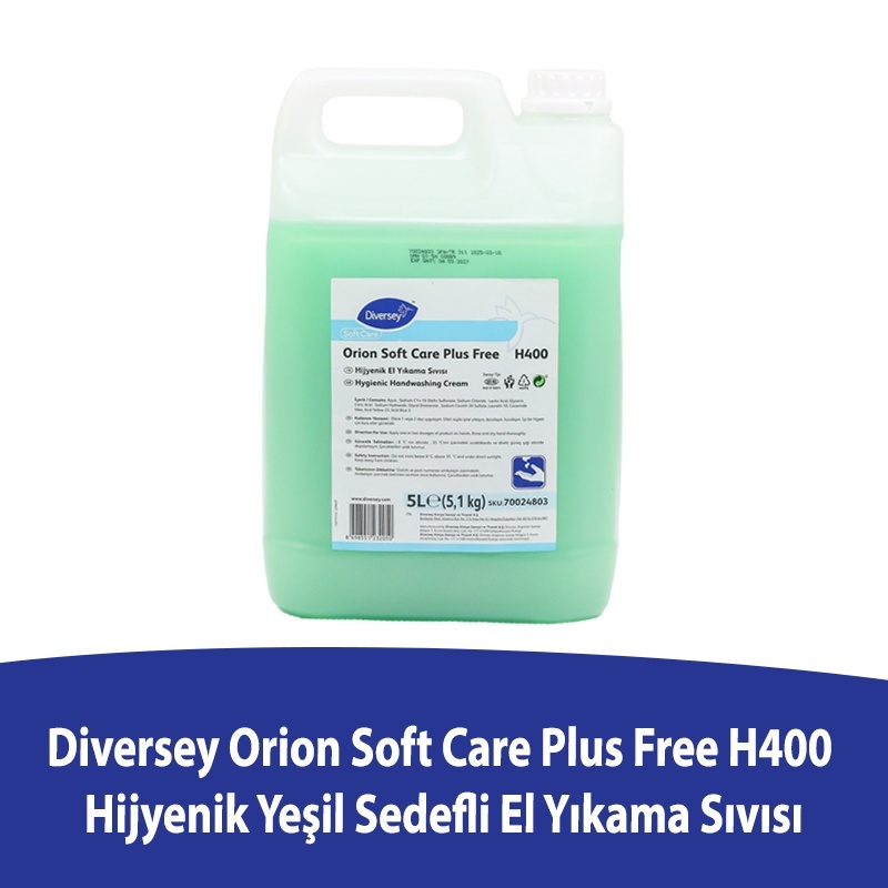 Diversey Orion Soft Care Plus Free H400 Yeşil Sedefli El Yıkama Sıvısı 5 L - 1