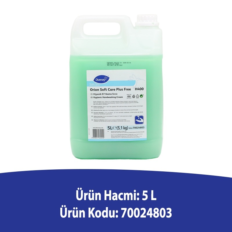 Diversey Orion Soft Care Plus Free H400 Yeşil Sedefli El Yıkama Sıvısı 5 L - 2