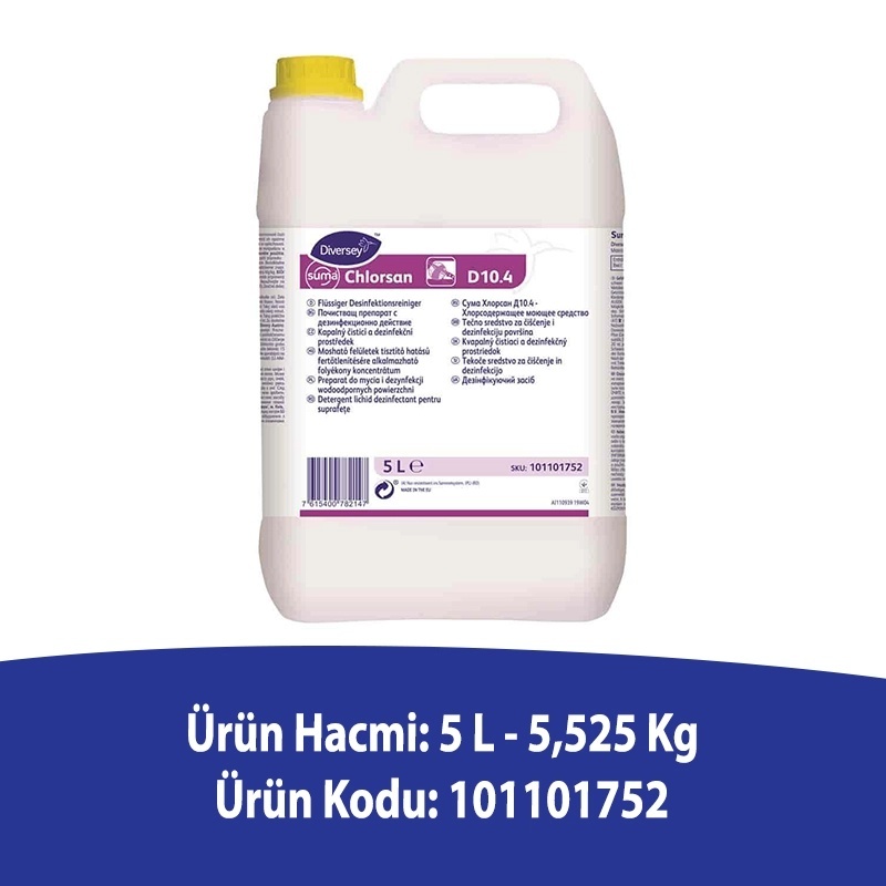 Diversey Suma Chlorsan D10.4 Dezenfektanlı Deterjan 5 L - DIVERSEY (1)
