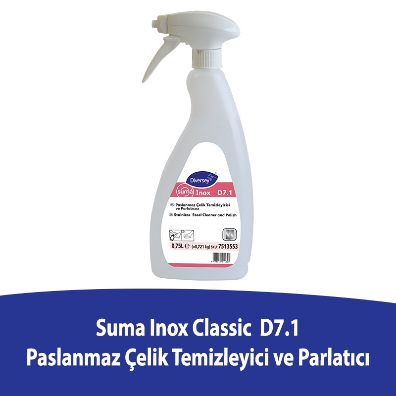 Diversey Suma Inox Classic D7.1 Paslanmaz Çelik Temizleyici ve Parlatıcı 0,75 L - DIVERSEY