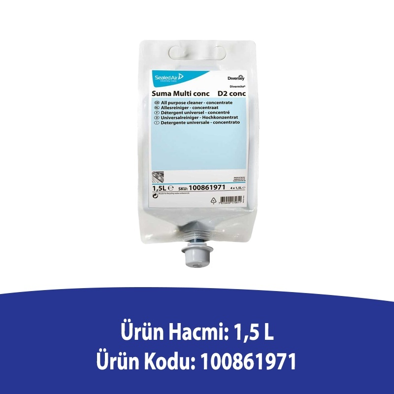 Diversey Suma Multi Conc D2 Konsantre Genel Temizlik Ürünü 1,5 L - 2
