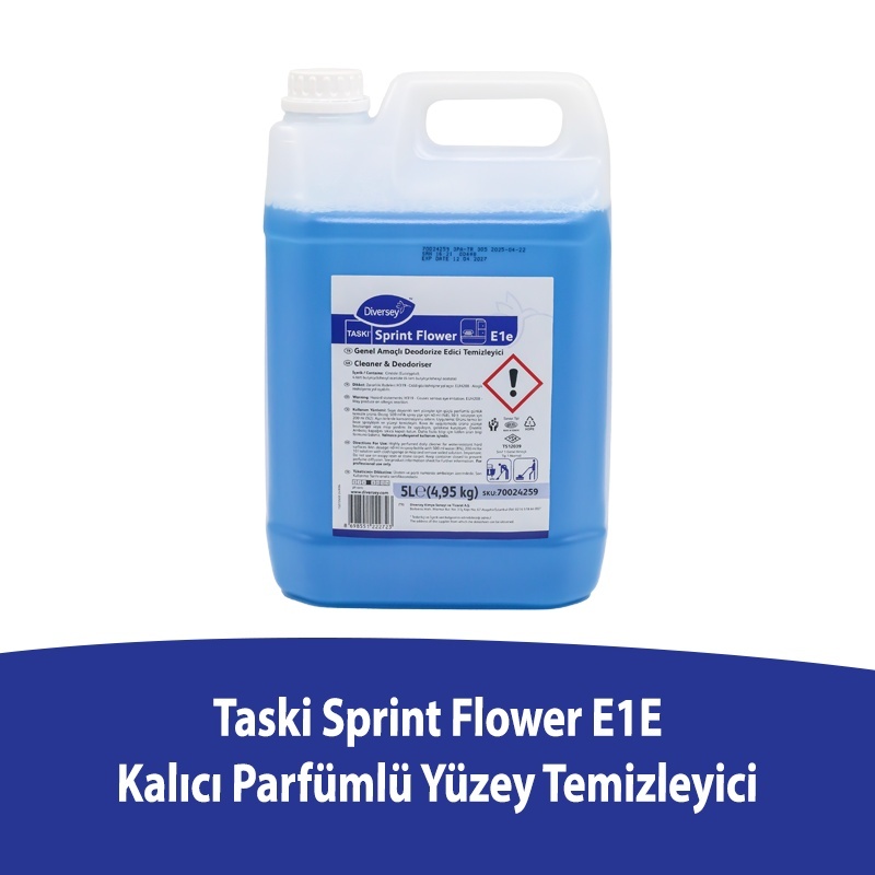 Diversey Taski Sprint Flower E1E Kalıcı Parfümlü Yüzey Temizleyici 5 L - 1