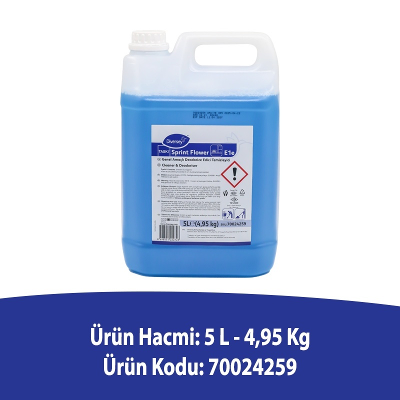 Diversey Taski Sprint Flower E1E Kalıcı Parfümlü Yüzey Temizleyici 5 L - 2