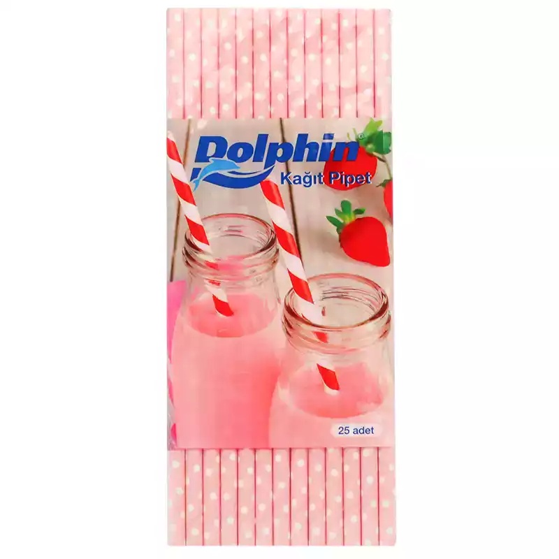 Dolphin Kağıt Pipet Desenli 25'li - 1