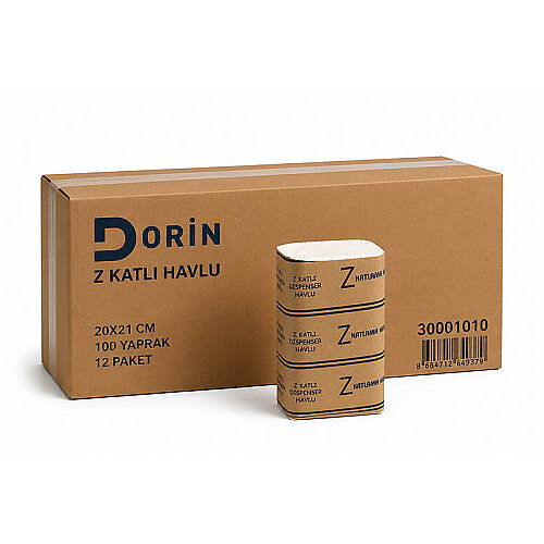 Dorin Dispenser Z Katlı Havlu 100 Lü 12 Paket 100x12 - DORİN