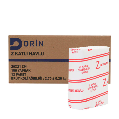Dorin Dispenser Z Katlı Havlu 150 Li 12 Paket 150x12 - DORİN