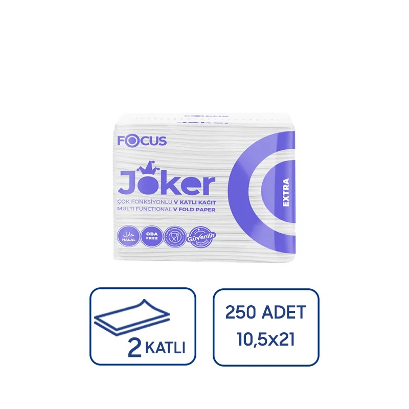 Focus Extra Joker V Katlı Kağıt Peçete 250'li 30 Paket 15 Gsm - Focus