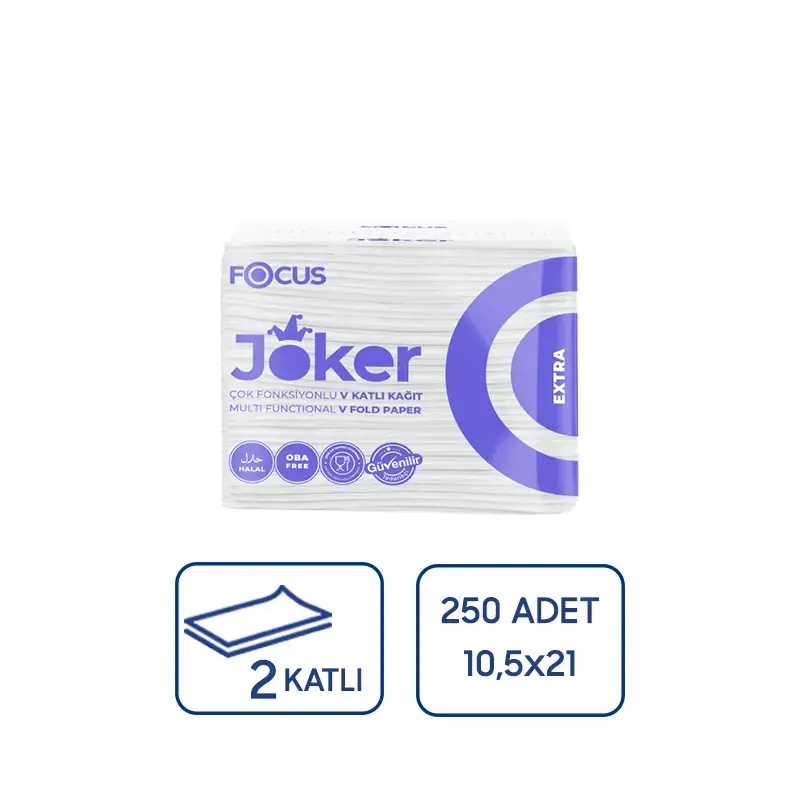 Focus Extra Joker V Katlı Kağıt Peçete 250'li 30 Paket - Focus