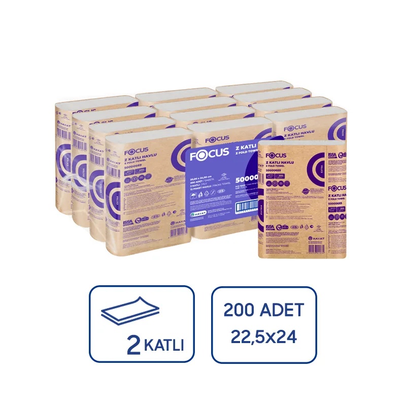 Focus Extra Z Katlı Kağıt Havlu 200x12 Adet 18 Gr - Focus