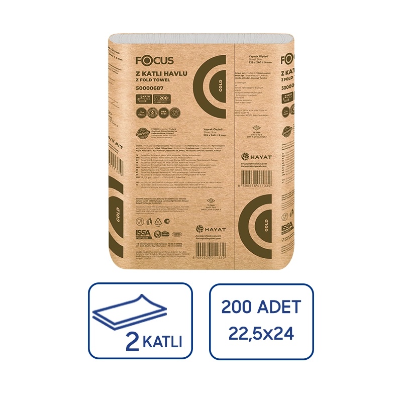 Focus Gold Z Katlı Kağıt Havlu 200lü 12 Paket - Focus