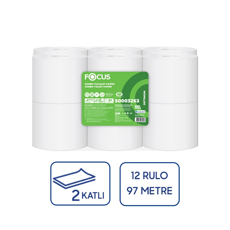 Focus Optimum Jumbo Mini Tuvalet Kağıdı 12 Adet x 97 Metre - Focus