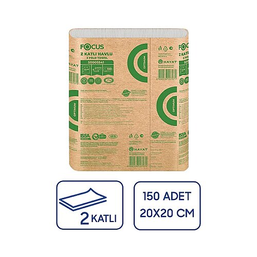 Focus Optimum Z Katlı Kağıt Havlu 150Li 12 Paket 15 Gsm 20x20 Cm YENİ - Focus