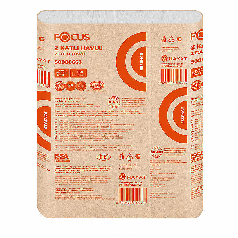 Focus Optimum Z Katlı Kağıt Havlu 150Li 12 Paket 15 Gsm 20x20 Cm YENİ - 2