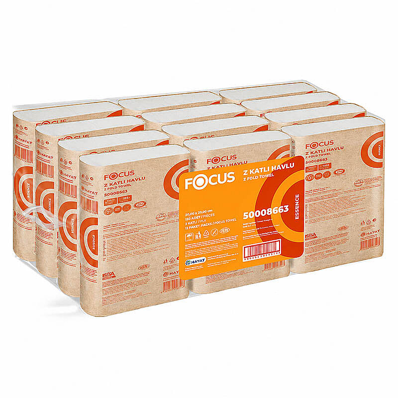 Focus Optimum Z Katlı Kağıt Havlu 150Li 12 Paket 15 Gsm 20x20 Cm YENİ - 1