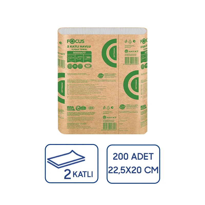 Focus Optimum Z Katlı Kağıt Havlu 200Lü 12 Paket YENİ 22,5x20 Cm - Focus