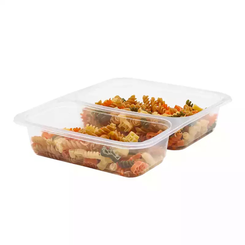 Folyoterm 2 Bölmeli Üst Folyo Yapıştırmalı Şeffaf Kap FT370 400 Adet - FOLYOTERM