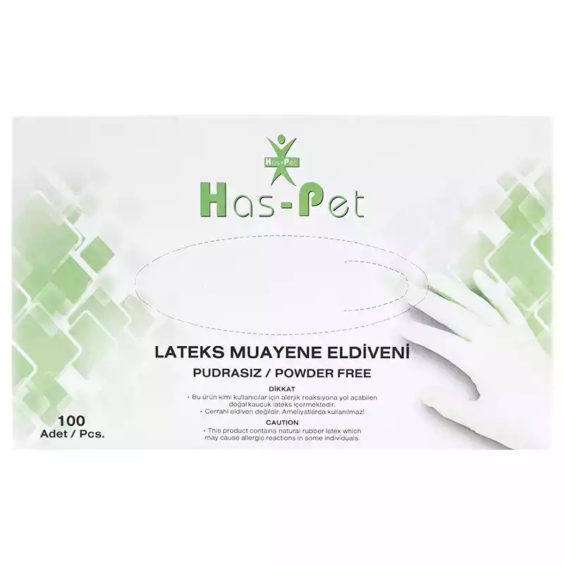 Haspet Beyaz Medium Pudrasız Muayene Eldiveni 100'lü - Haspet
