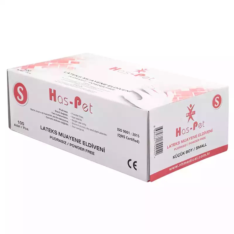 Haspet Beyaz Small Pudrasız Muayene Eldiveni 100'lü - Haspet (1)