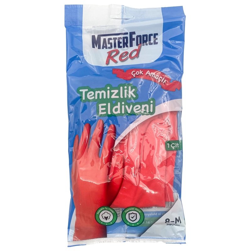 Haspet Masterforce Kırmızı Temizlik Eldiveni M Beden - Haspet
