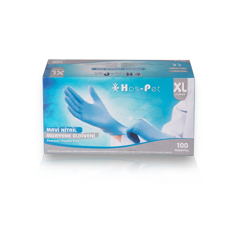 Haspet Mavi Nitril XLarge Pudrasız Muayene Eldiveni 100'lü - Haspet
