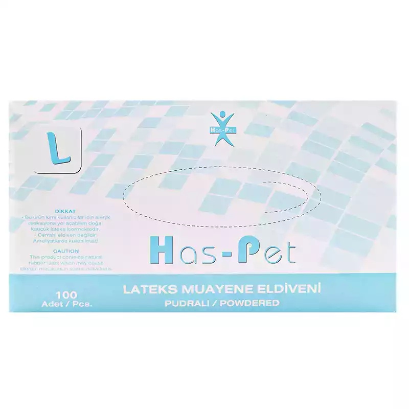 Haspet Pudralı Large Muayene Eldiveni 100'lü - Haspet