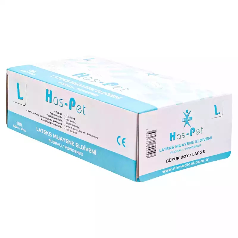 Haspet Pudralı Large Muayene Eldiveni 100'lü - Haspet (1)