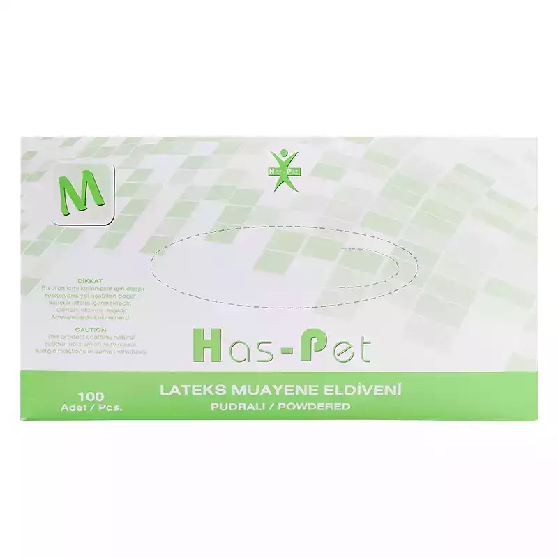 Haspet Pudralı Medium Muayene Eldiveni 100'lü - Haspet