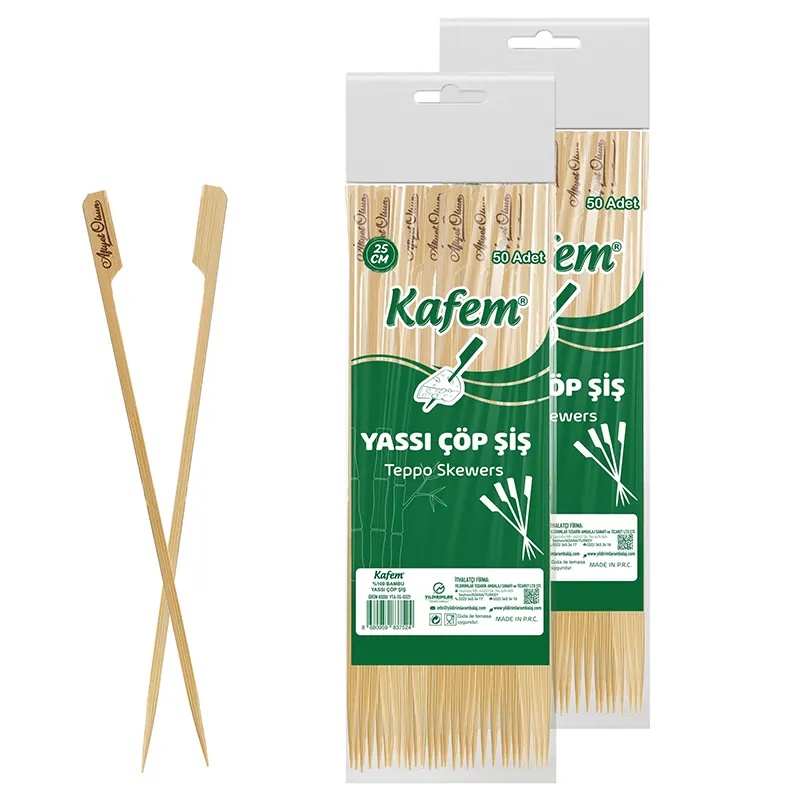 Kafem Yassı Çöp Şiş 20 Cm 50 Li - KAFEM