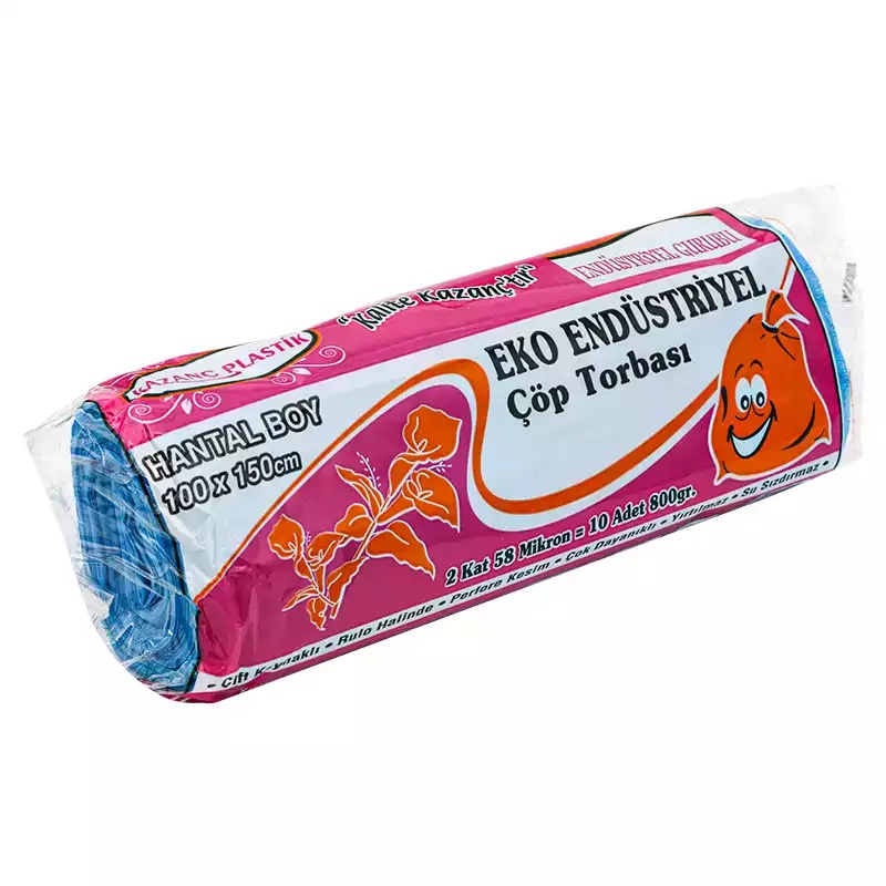 Kazanç Eko Endüstriyel Çöp Poşeti 800 Gr Hantal Mavi 100x150 - Kazanç