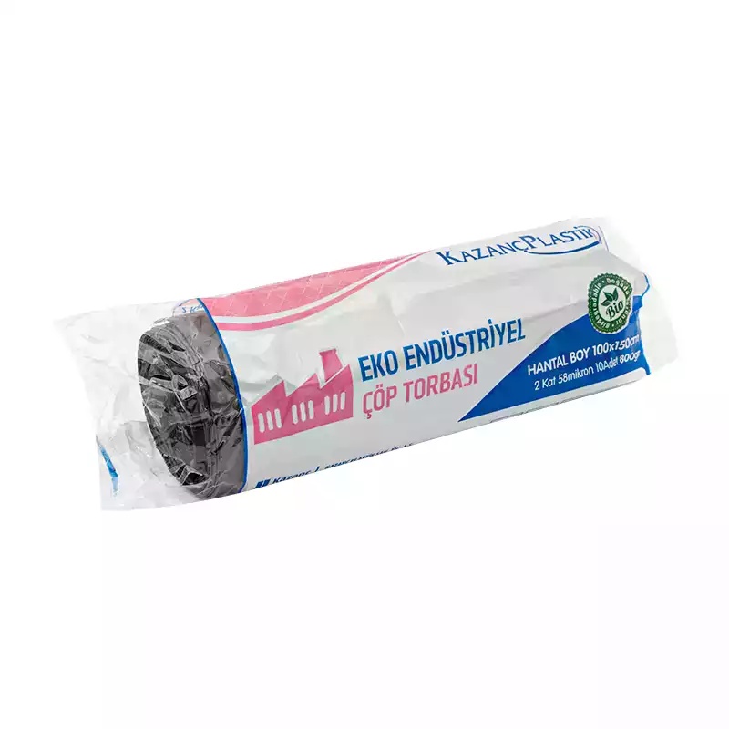 Kazanç Eko Endüstriyel Çöp Poşeti 800 Gr Hantal Siyah 100x150 - Kazanç