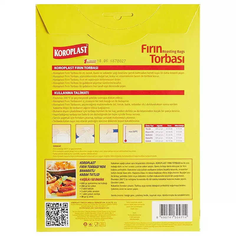 Koroplast Fırın Torbası 8 Adet 25 x 38 cm - KOROPLAST (1)