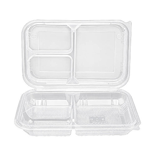 Limera 3 Bölmeli Kebab Kabı ve Kapağı Şeffaf 100lü Gıda Kabı LPP-863 - 3