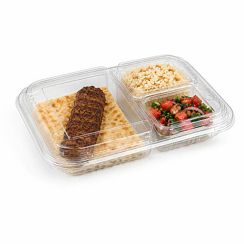Limera 3 Bölmeli Kebab Kabı ve Kapağı Şeffaf 100lü Gıda Kabı LPP-863 - 1