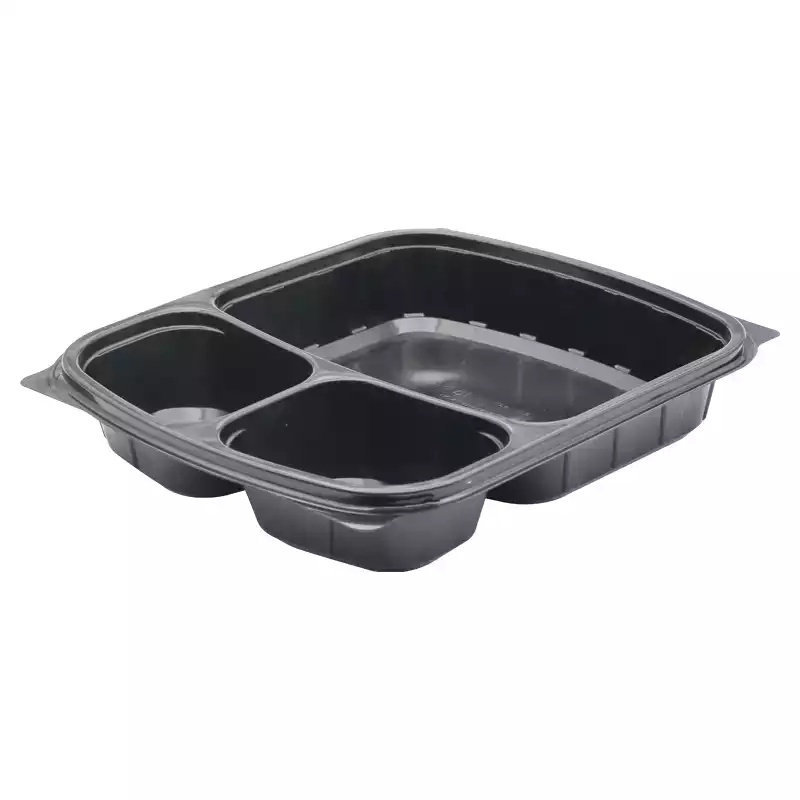 Limera 3 Bölmeli Yemek Kabı Siyah 300 Adet Gıda Kabı LPP-846B - LİMERA (1)