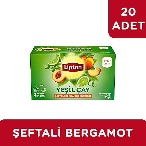 Lipton Şeftali ve Bergamot Esintisi Yeşil Çay 20 Li - LİPTON ÇAY (1)