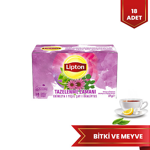  Lipton Tazelenme Zamanı Ekinezya ve Ökaliptus Bitki Çayı 18 Li - LİPTON ÇAY