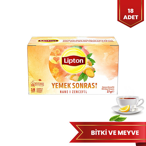 Lipton Yemek Sonrası Nane ve Zencefil Bitki Çayı Karışımı 18 Li - LİPTON ÇAY