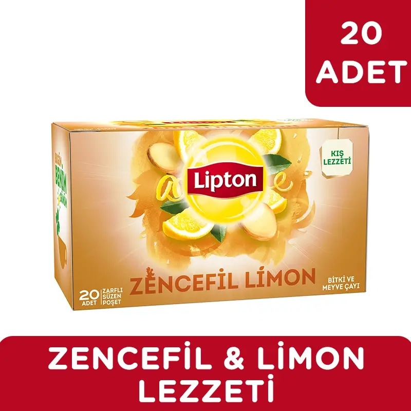 Lipton Zencefil ve Limon Bardak Poşet Çay 20'li - LİPTON ÇAY (1)