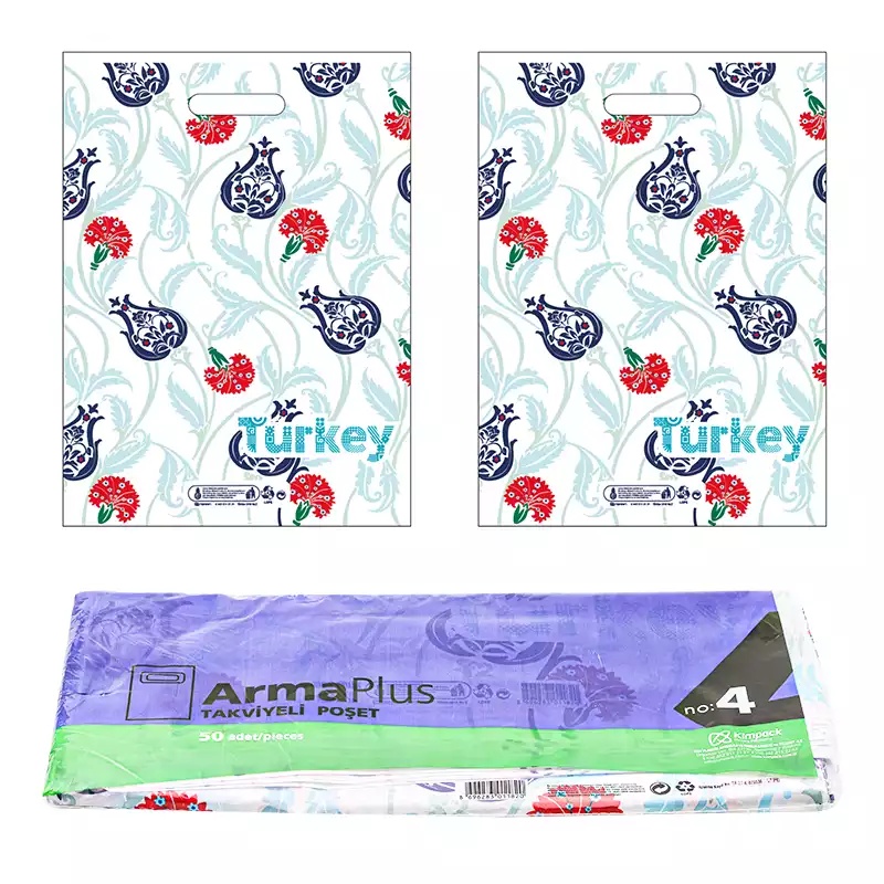 Naksan Takviyeli Poşet Opak Desen Türkiye No 4 50'li - NAKSAN