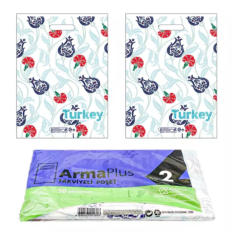 Naksan Takviyeli Poşet Opak Desen Türkiye No 2 50'li - NAKSAN