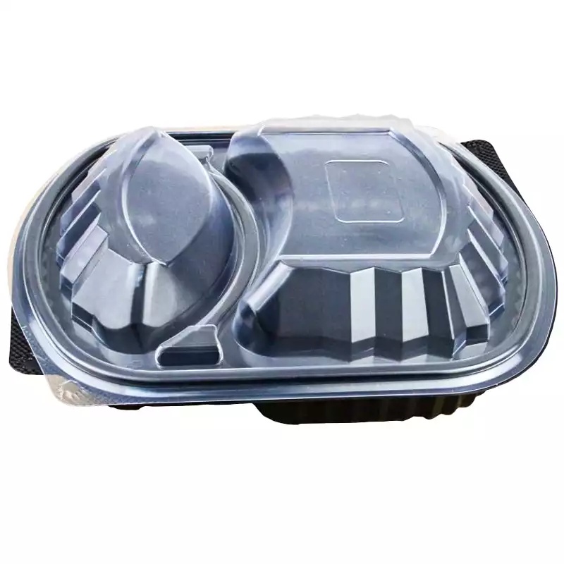 Özge Plastik 2 Bölmeli Gıda Kabı Sıcağa Dayanıklı Yemek Kabı 200lü Takım - ÖZGE PLASTİK