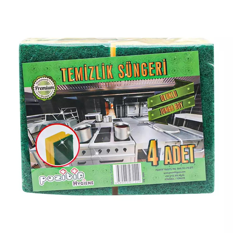 Pozitif Bulaşık Süngeri Büyük Boy Oluklu 4'lü Ekonomik Paket - 1