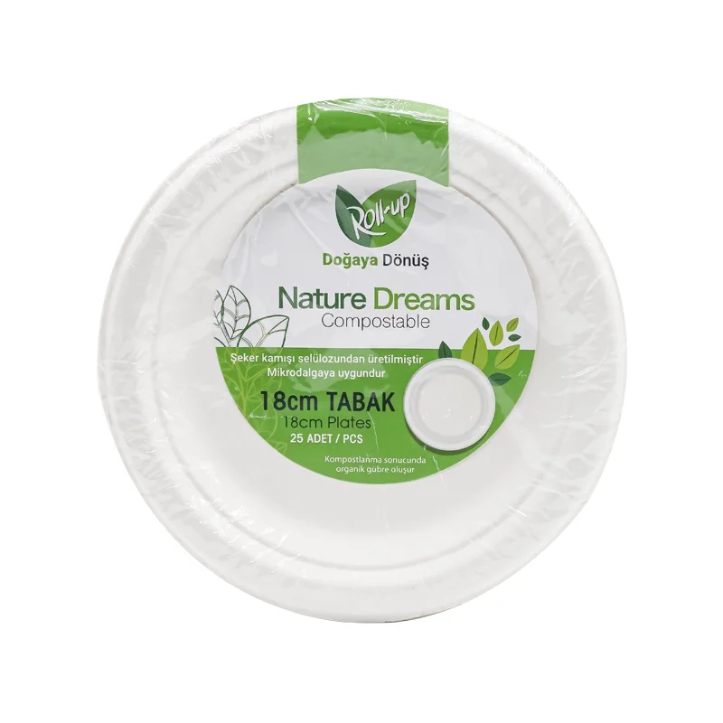 Roll Up Nature Dreams Doğa Dostu Karton Tabak 18 Cm 25 Li - 1